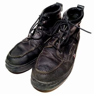 Mens Justin Work Boots Chukka Sz 12M 985 Black Pebbled Leather Lace-up Durable
